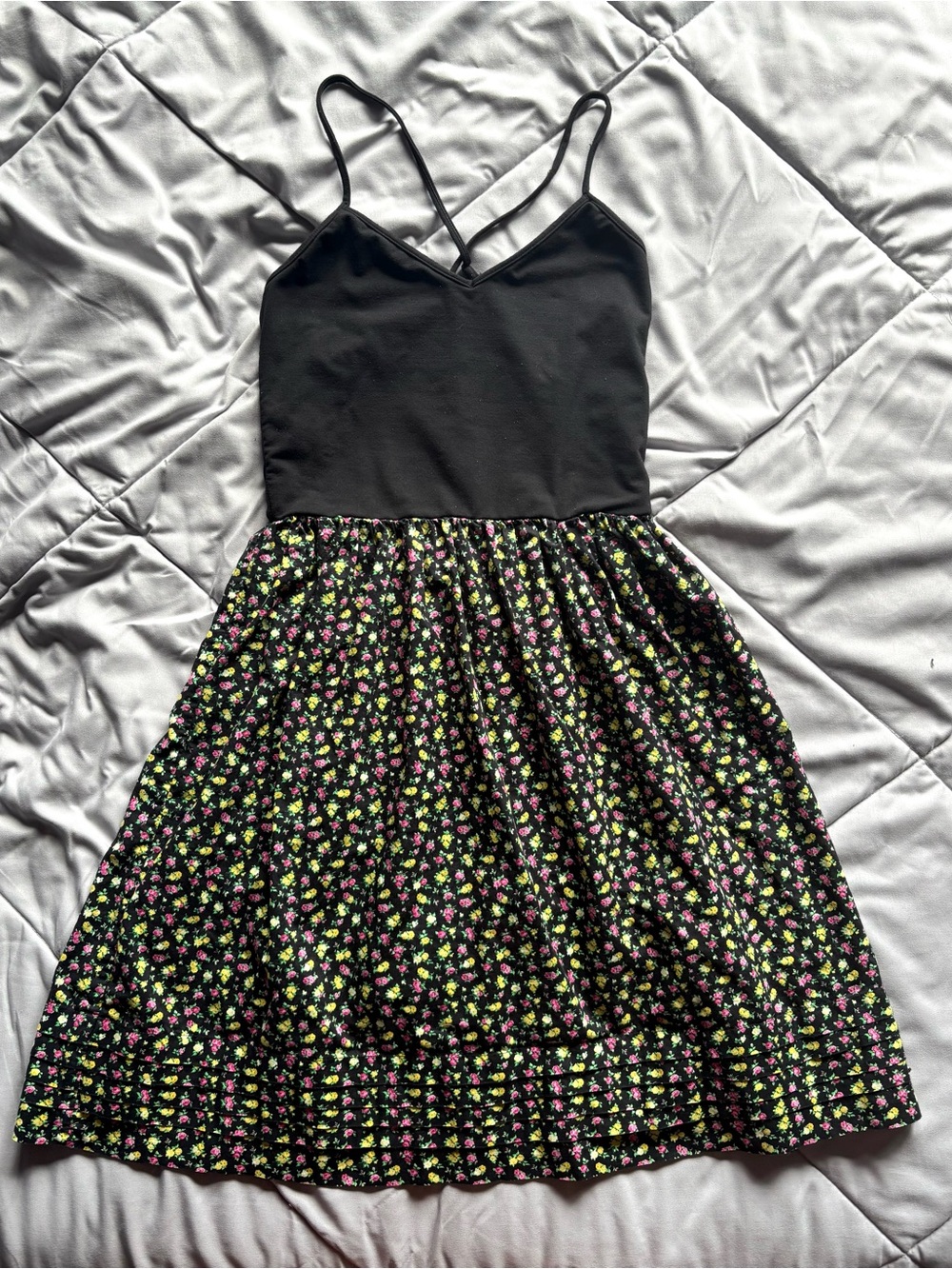 Victoria’s Secret PINK Y2K Black Floral Sundress Mini Dress